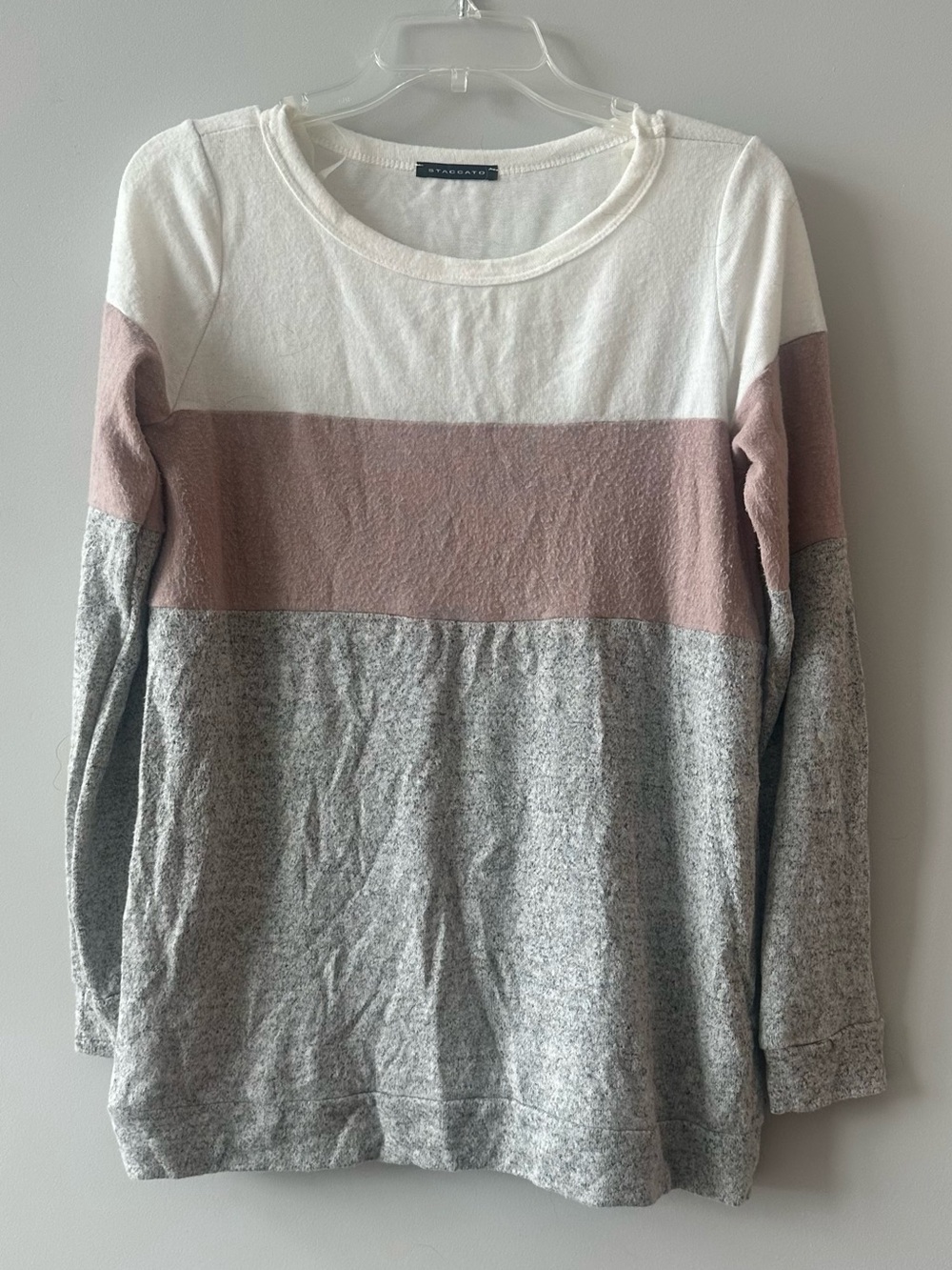 Barefoot Dreams Colorblock Top - White, Dusty Rose & Heather Gray